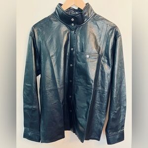 Brand New Unworn Soeur 100% Lamb Leather Oversized Button-down Shirt Size S/M